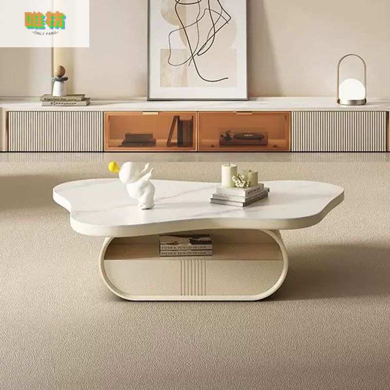 白色云朵极简茶几现代简约高档岩板组合异形小户型轻奢客厅家用