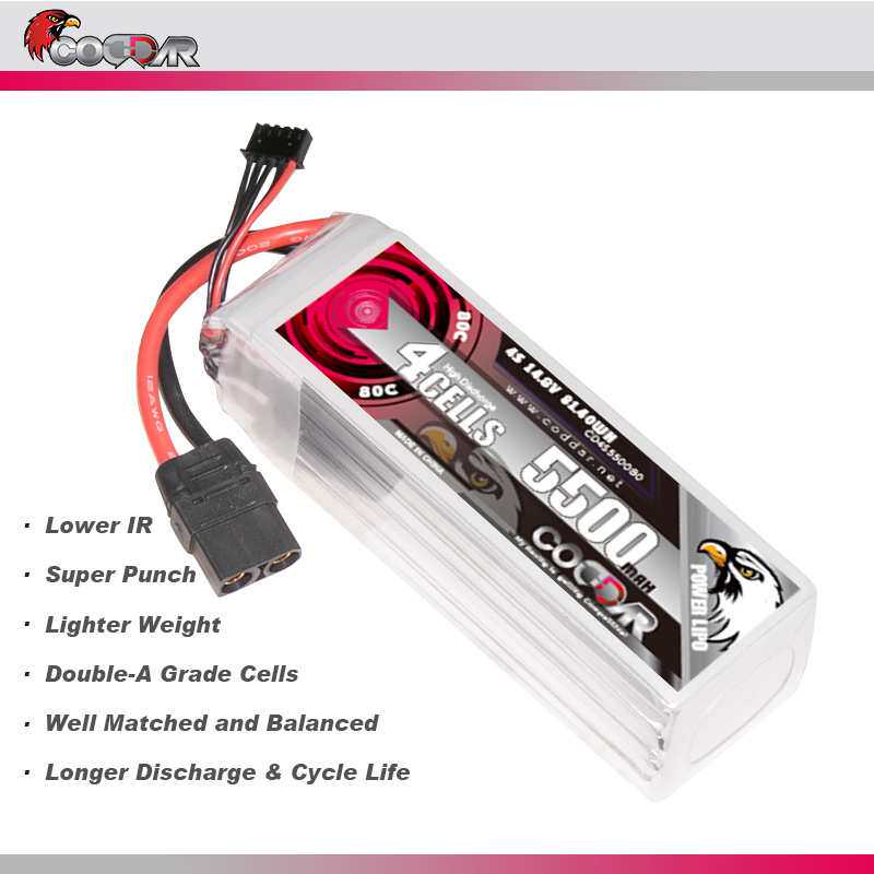 鹰氪CODDAR 5500MAH 4S 14.8V 80C 航模FPV锂电池 RC大脚攀爬车模