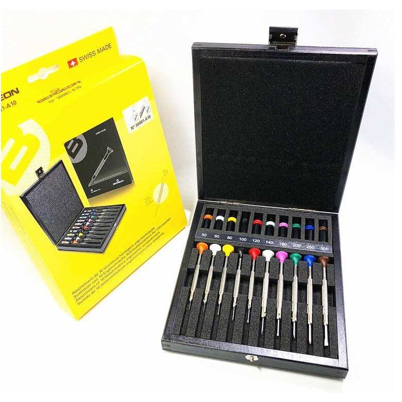 修表工具 瑞士 bergeon 30081-A10 木盒螺丝批套装 起子