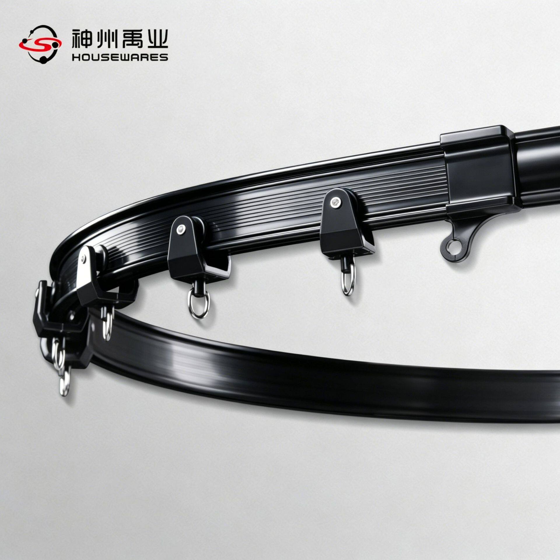 跨境床帘u型轨道隔帘可弯曲树脂弧形滑轨飘窗侧装窗帘工厂批发