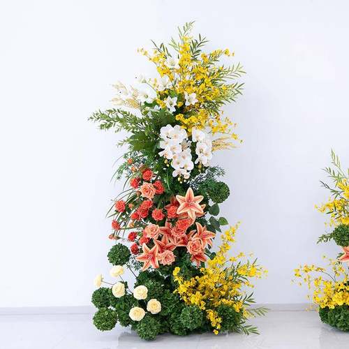 婚礼假花拱门花艺多彩仿真花 婚庆装饰布置浪漫场景布置百合兰花