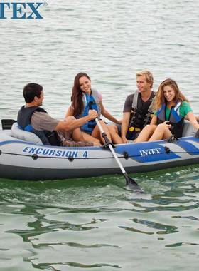 intex 68324 加厚四人漂流者系列船充气船皮划艇橡皮艇钓鱼船