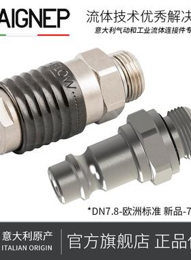 意大利安耐AIGNEP 铜镀镍 MIGNON标准快换接头 直外螺纹公头00741
