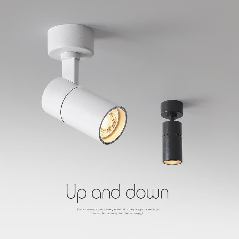 LED明装射灯圆形免开孔吸顶天花灯背景墙衣帽间过道可调角度射灯