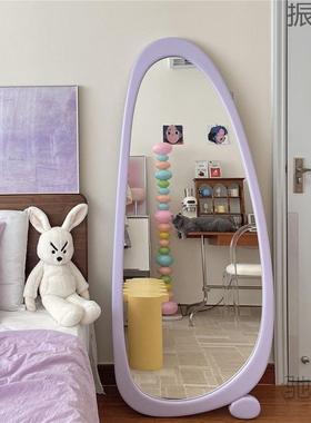 振Y1Ph异形中古全身穿衣镜紫色不规则法式可爱风家用落地试衣镜子