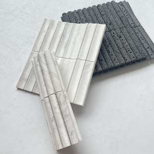 南城北爱凹凸面长条石材马赛克筷子瓷砖酒吧台餐厅背景墙洞石包柱