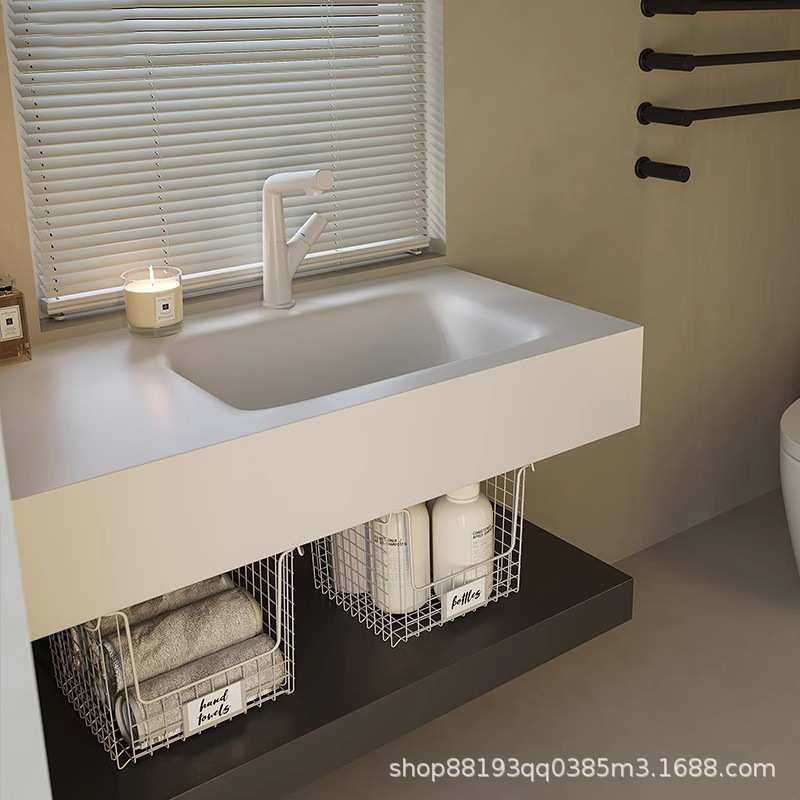 热弯岩板无缝陶瓷一体盆浴室柜组合现代卫生间洗漱台洗手洗脸盆柜