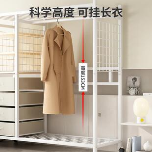 简易衣柜卧室家用钢架结构衣橱带抽屉出租房收纳柜子钢木组合衣柜