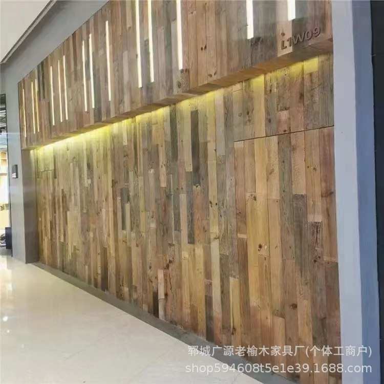 风化老榆木装修装饰实木板材纹理板可拼接民俗板墙面古建装饰木