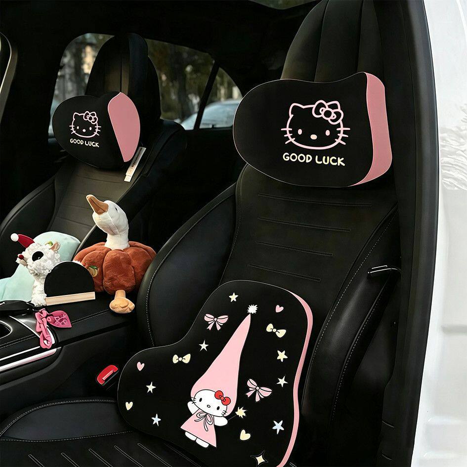 hellokitty汽车头枕腰靠套装主副驾驶专用开车记忆棉舒适脖子靠枕