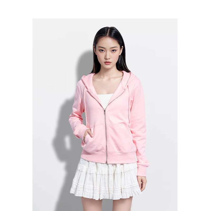 BM卫衣女2026新款春秋纯色短款拉链帽衫美式复古显瘦百搭卫衣外套