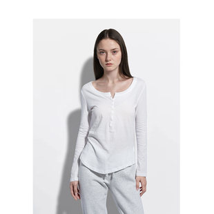 BM长袖t恤女2026新款春秋纯色圆领宽肩百搭宽松显瘦慵懒风上衣