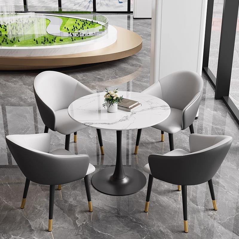 轻奢石岩板酒店大堂商务接待洽谈桌椅组合休息区休闲会客桌椅组合