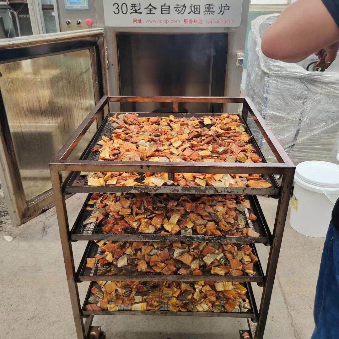 大型熏鱼机器双开门烟熏炉电加热烘干鲅鱼块设备