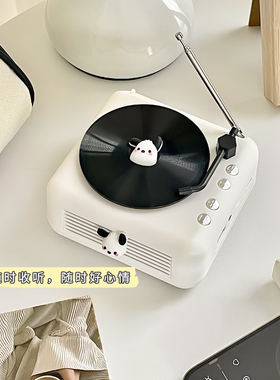 创意蓝牙音箱迷你复古黑胶唱片可爱学生宿舍桌面摆件便携式小音箱