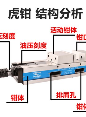 鹰牌MC精密油压虎钳CNC加工中心液压平口钳角固式倍力增压6寸台钳