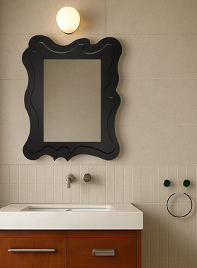 黑色简约现代风智能LED浴镜可定制除雾洗漱镜民宿ins风玄关装饰镜