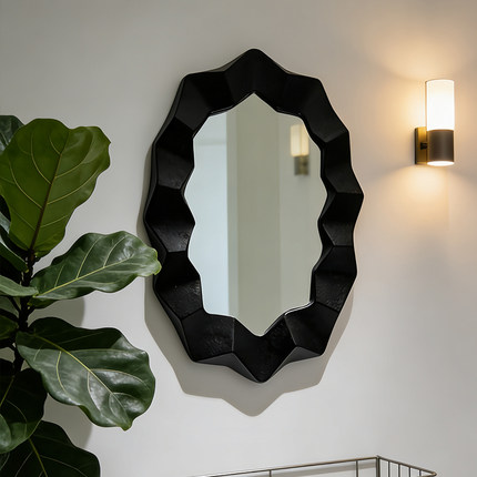 美式不规则客厅小众装饰镜民宿创意智能LED洗漱镜异形ins化妆镜子