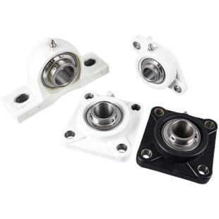 塑料尼龙方形白色轴承座带不锈钢外球面轴承F204205206207208