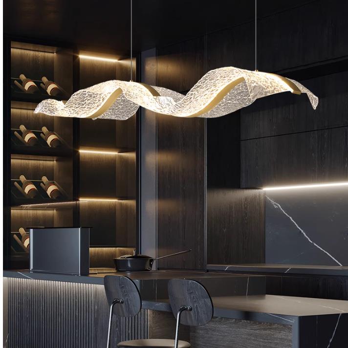 现代轻奢吊灯 水波纹飘带亚克力180大餐桌厅200吧台吊灯