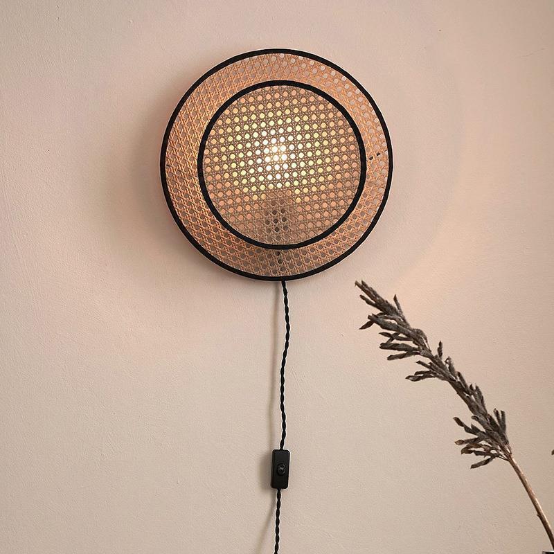 东南亚艺术藤编灯客厅卧室书房床头茶室民宿走廊复古装饰藤艺壁灯