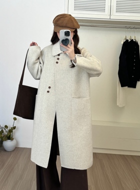 CC DAYI 2025秋冬新款韩系双面羊绒大衣女中长款宽松羊毛呢外套
