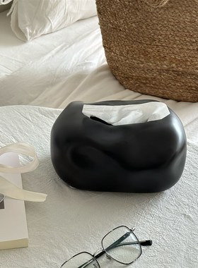 奶油风纸巾盒家用客厅轻奢高档创意餐巾纸抽纸盒高W级感装饰摆件