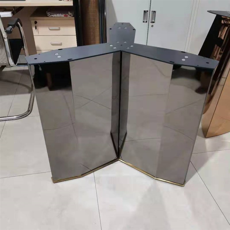 轻奢大理石圆桌书桌桌腿支架 z高端岩板长桌餐台脚 不锈钢桌脚底