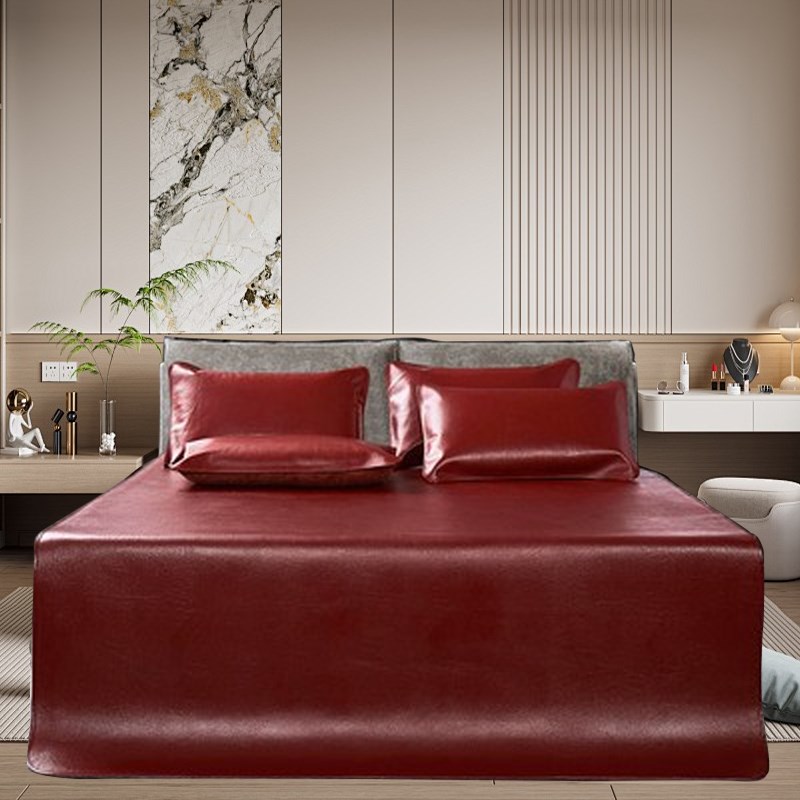 牛皮席头层水牛皮凉席1.5米C1.8米真皮加厚单双人三件套