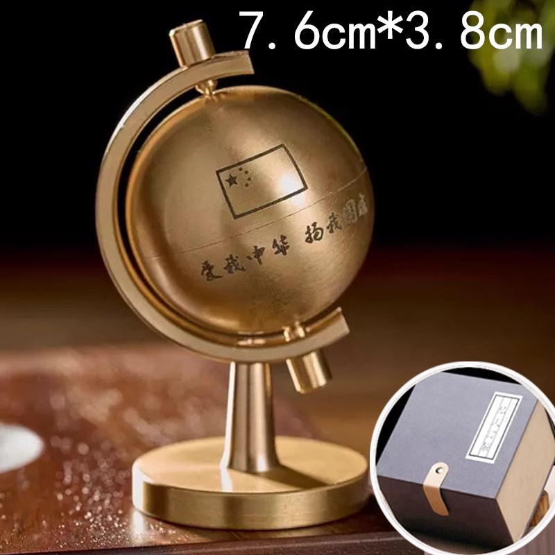 纯黄铜地球仪摆件可旋转可拆卸客厅办公桌装N饰摆设铜器把玩件饰