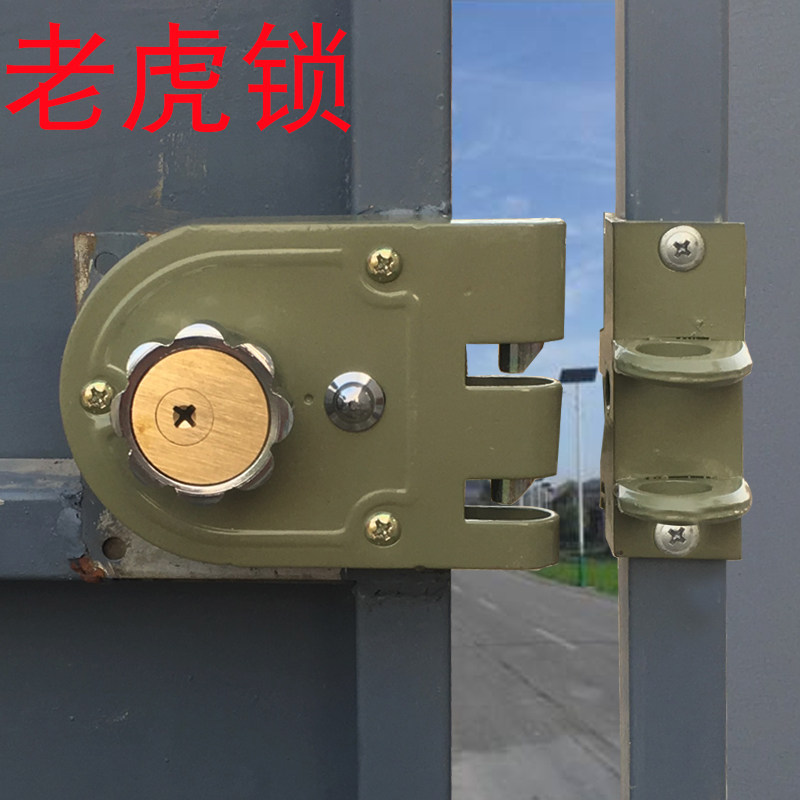 外装老式双开大门移门老虎u锁 推拉轨道门移动对开双扇门自动碰锁