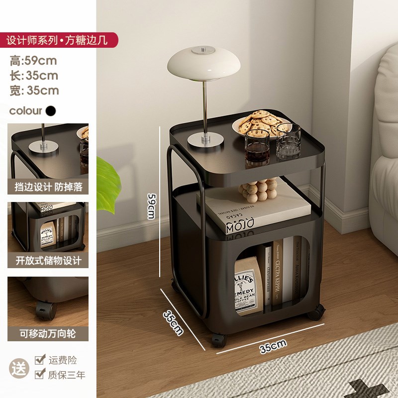 客厅小推车沙发边柜小户型家用玻璃铁艺茶几卧室床头Y柜可移动边