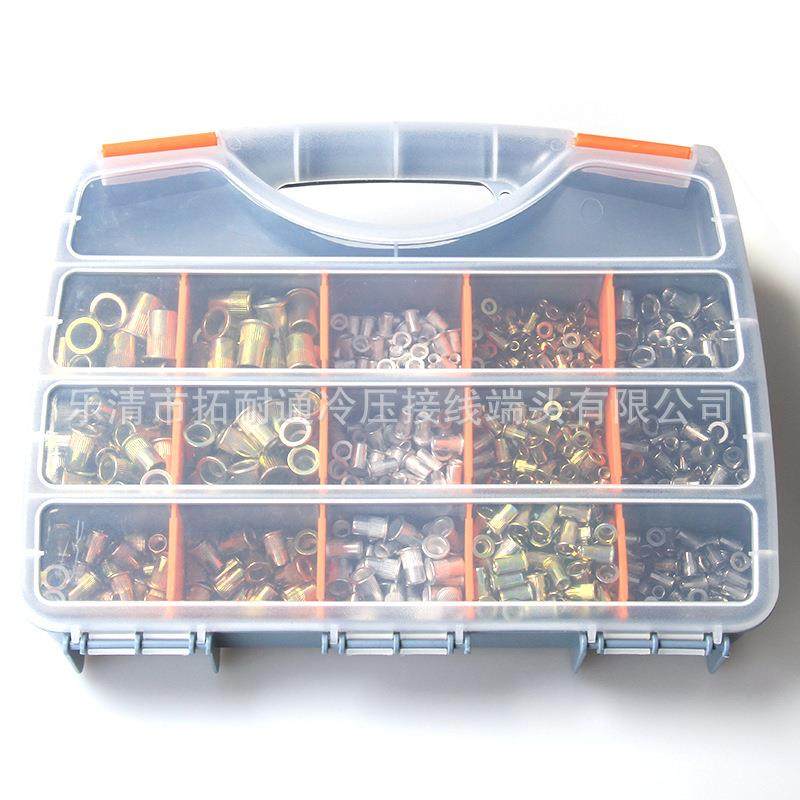 【折扣价】跨境900pcs铆螺母套装铝拉铆/不锈钢/镀彩锌钢竖纹拉铆