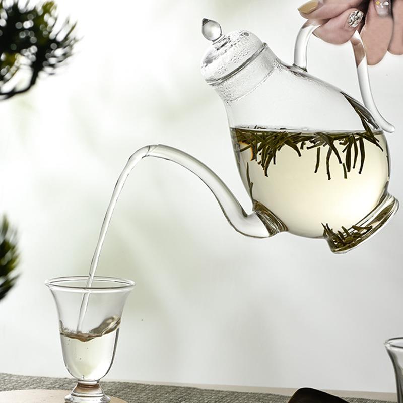 【折扣价】仿宋玻璃美人壶耐高温茶壶带过滤孔泡茶壶花茶壶新中式