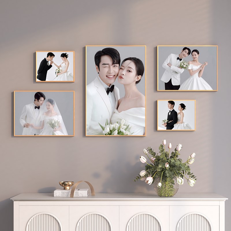 婚纱照照片墙组合相框冲洗定制相片打印结婚P照客厅装饰创意挂墙