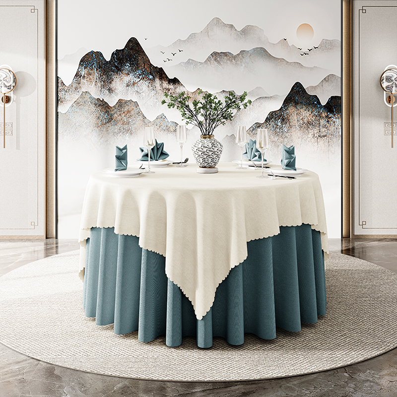 PU防水防油酒店圆桌布双层餐桌布C圆台布加厚饭店会所电动桌布圆