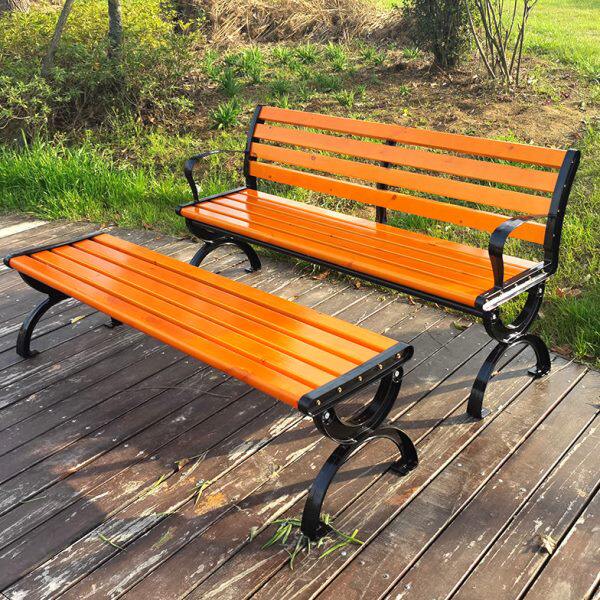 铝塑木靠背现代休闲防腐木公园椅户外长椅长椅室外双人实木铸座椅