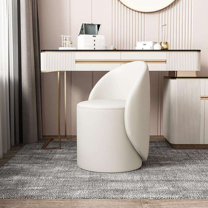北欧轻奢卧室客厅梳妆台矮凳子简约化妆沙发靠背圆椅家用旋转皮墩
