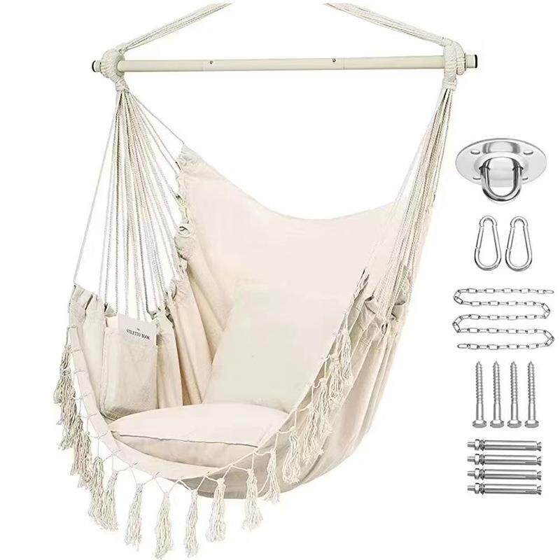 Amazon 3节折叠加强铁管户外吊床防侧翻卧室荡秋千吊椅