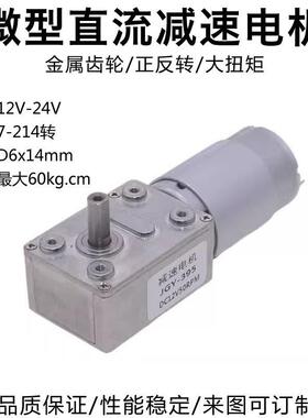 JGY-395微型直流减速电机12V24V蜗轮蜗杆齿轮自锁大扭力低速马达