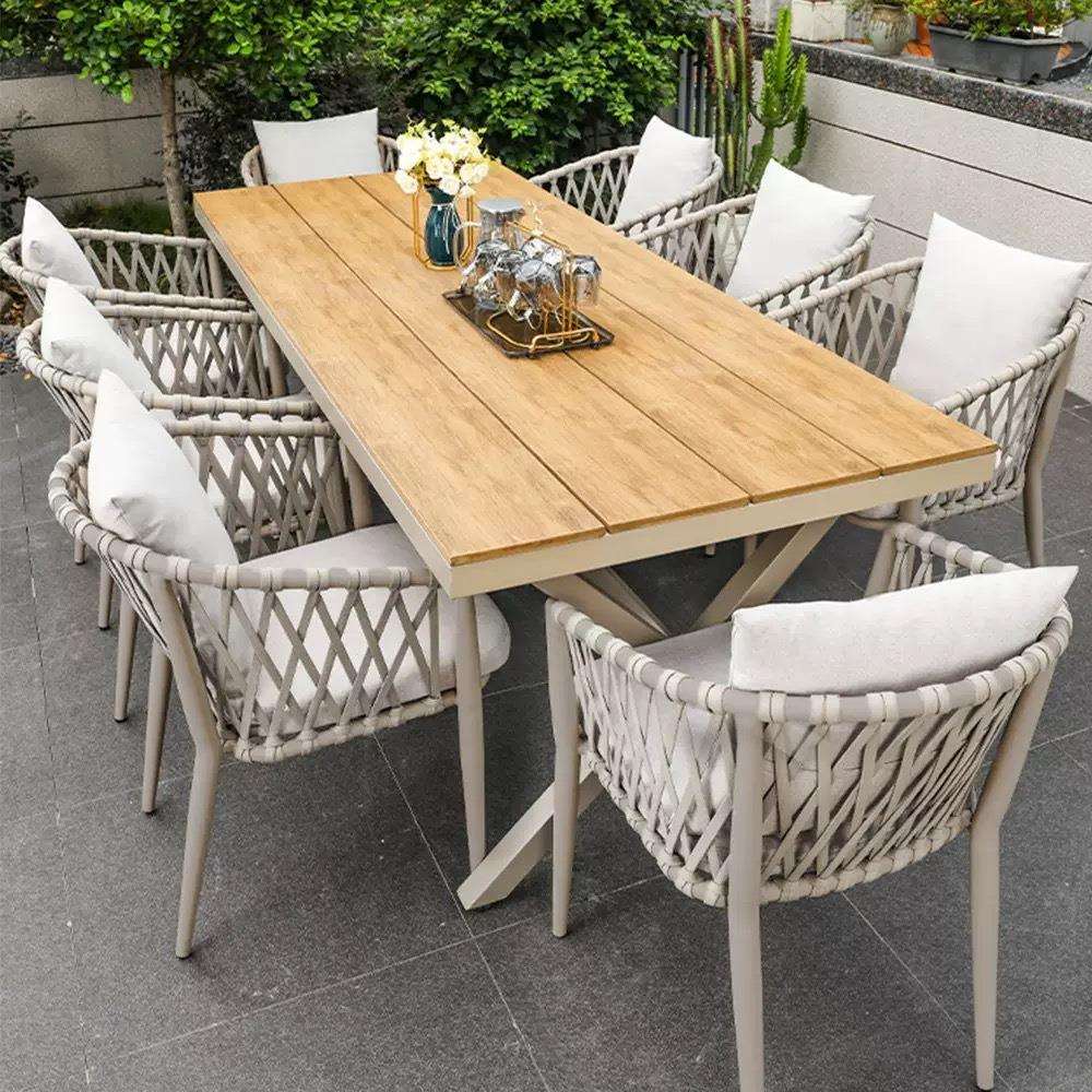 户外藤编桌椅别墅庭院编织绳藤椅子休闲阳台餐桌椅组合创客椅藤艺