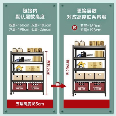 加厚阳台置物架多层储物柜家用厨房落地式收纳架储藏间地下室货架