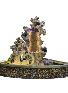 庭院鱼池摆件循环水池阳台室内景观大型假山流水喷泉入户花园布置