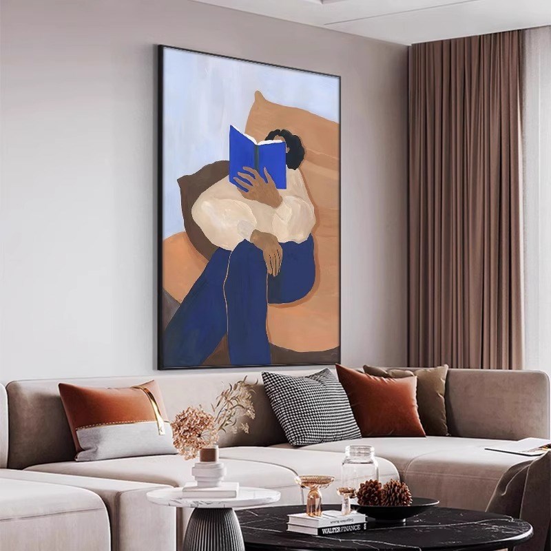 抽象人物客厅装饰画小众艺术书房挂画创意复古风沙发背景墙落地画图片