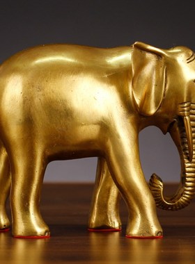 铜大象摆件一对大号黄铜元宝如意象客厅玄关办公室摆设工艺品礼品