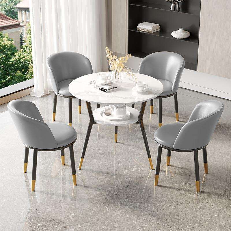 岩板双层储物小圆洽谈接待桌椅组合会客商务休闲简约现代阳台桌椅