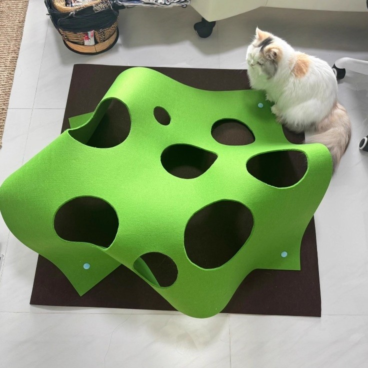 毛毡猫咪隧道游戏毯猫爬架敏捷训练迷宫垫解闷逗猫抓板创意玩具