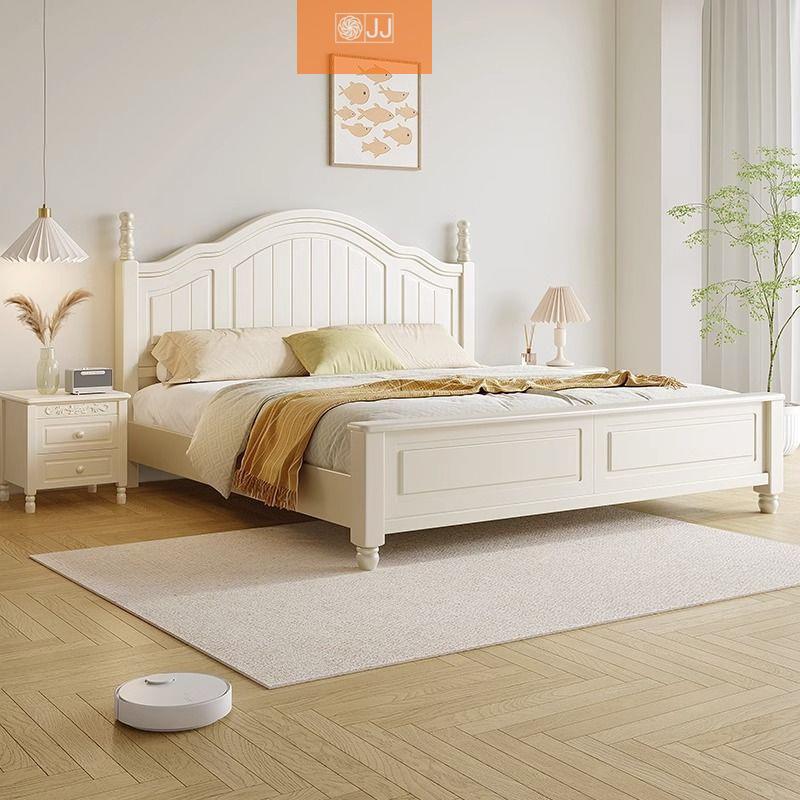 实木床奶油风轻奢白色现代简约公主床单人床主卧双人床储物床