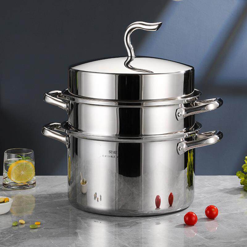 辉卫六316L不锈钢奶锅雪平锅煮面家用辅食锅带笼屉无涂层小汤锅