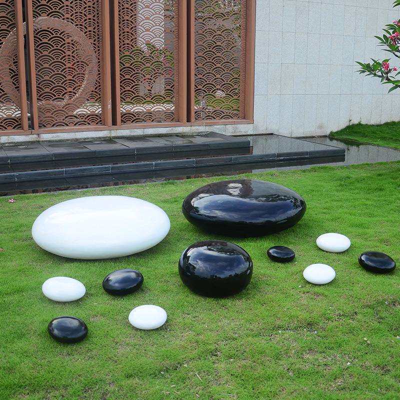 黑白棋子玻璃钢大型雕塑户外校园棋社公园石头装饰品仿真围棋摆件